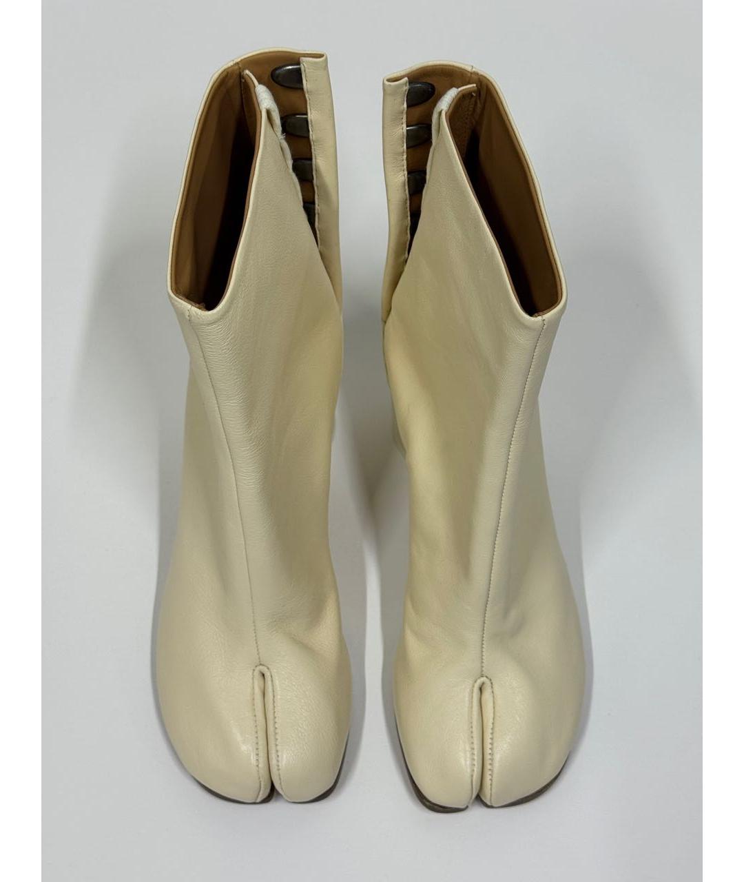 MAISON MARGIELA Бежевые кожаные ботильоны, фото 4