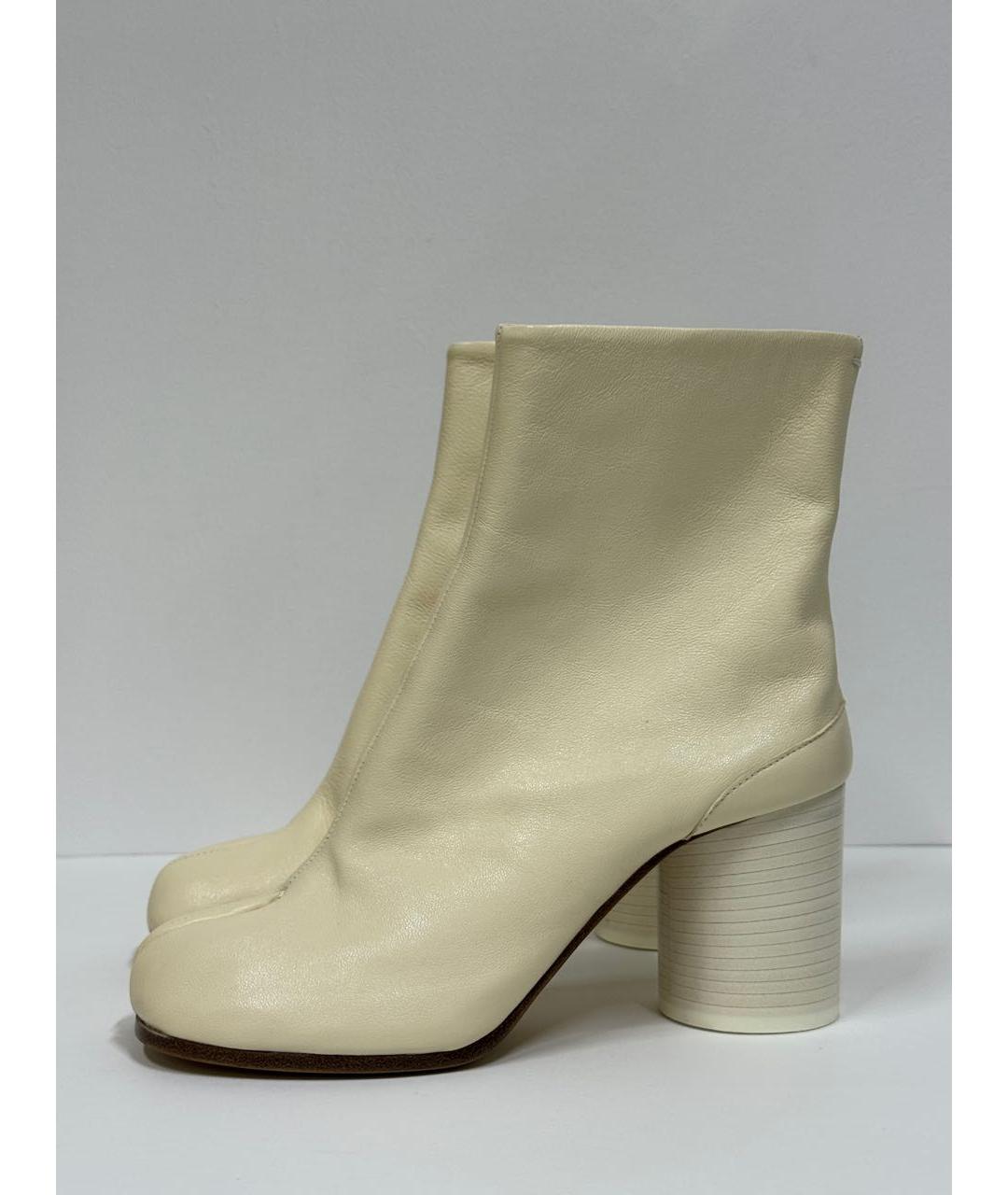 MAISON MARGIELA Бежевые кожаные ботильоны, фото 9