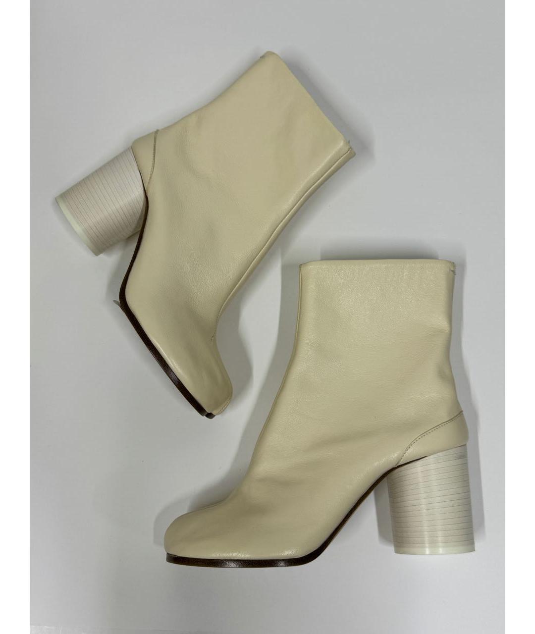 MAISON MARGIELA Бежевые кожаные ботильоны, фото 5