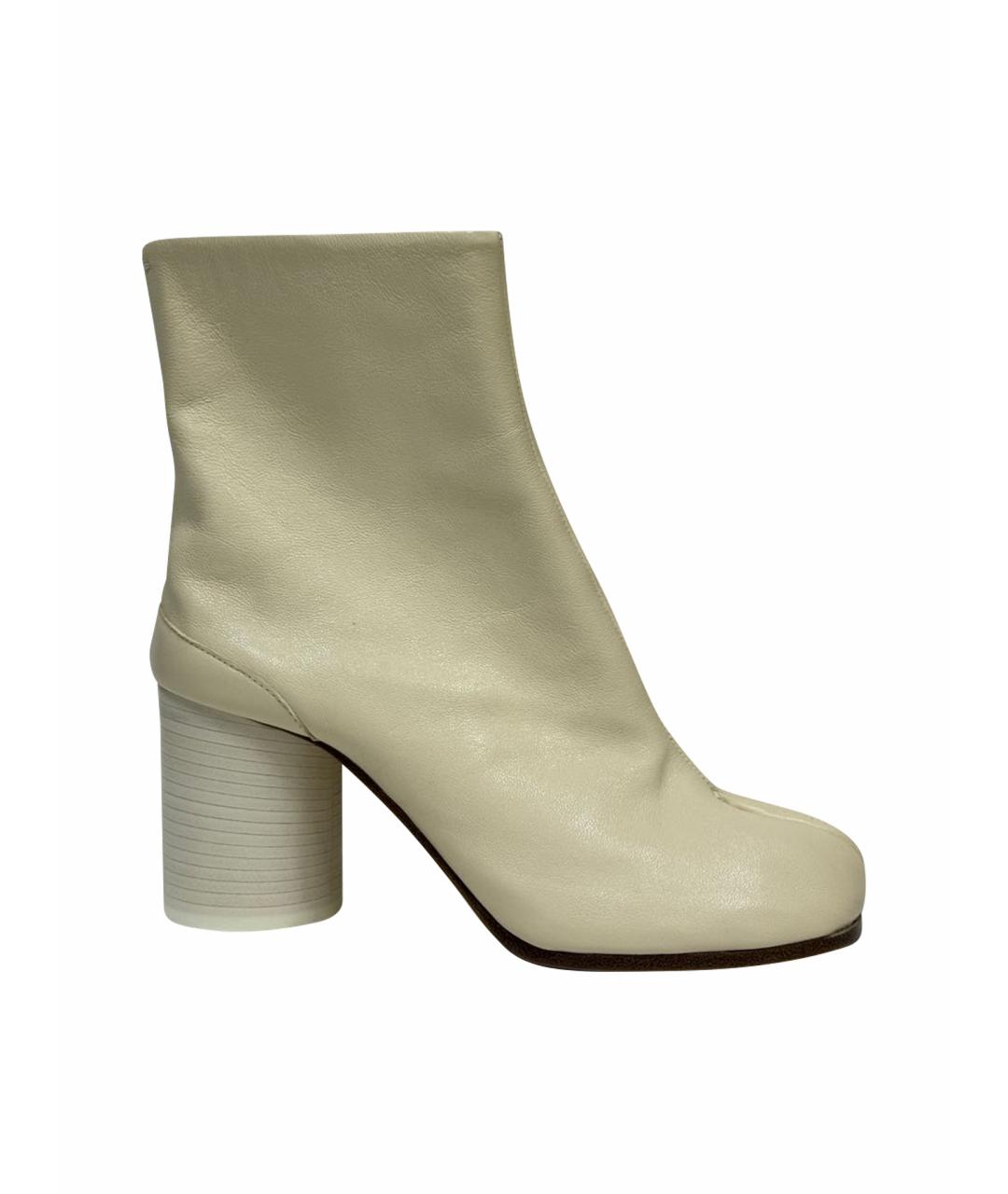 MAISON MARGIELA Бежевые кожаные ботильоны, фото 1