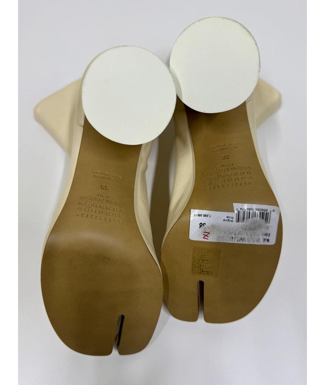 MAISON MARGIELA Бежевые кожаные ботильоны, фото 8