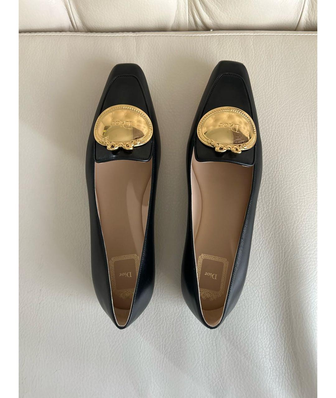 CHRISTIAN DIOR Черные кожаные лоферы, фото 3