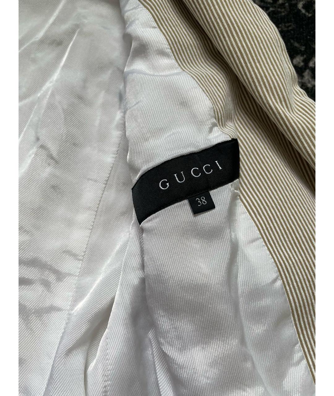 GUCCI Бежевый хлопковый жакет/пиджак, фото 3