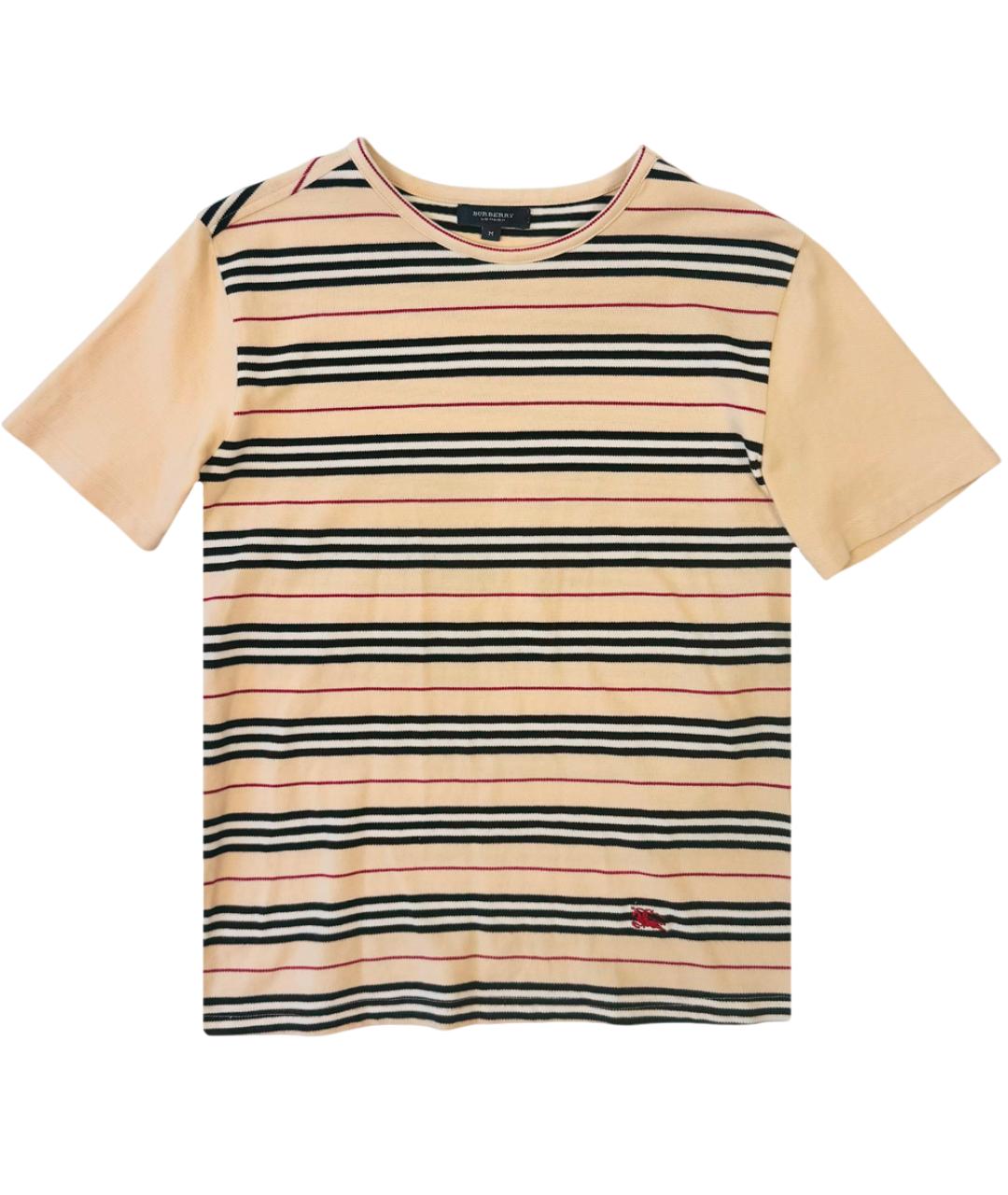BURBERRY Бежевая хлопковая футболка, фото 4