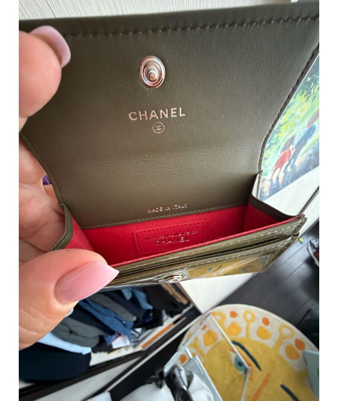 CHANEL Хаки кожаный кардхолдер, фото 3