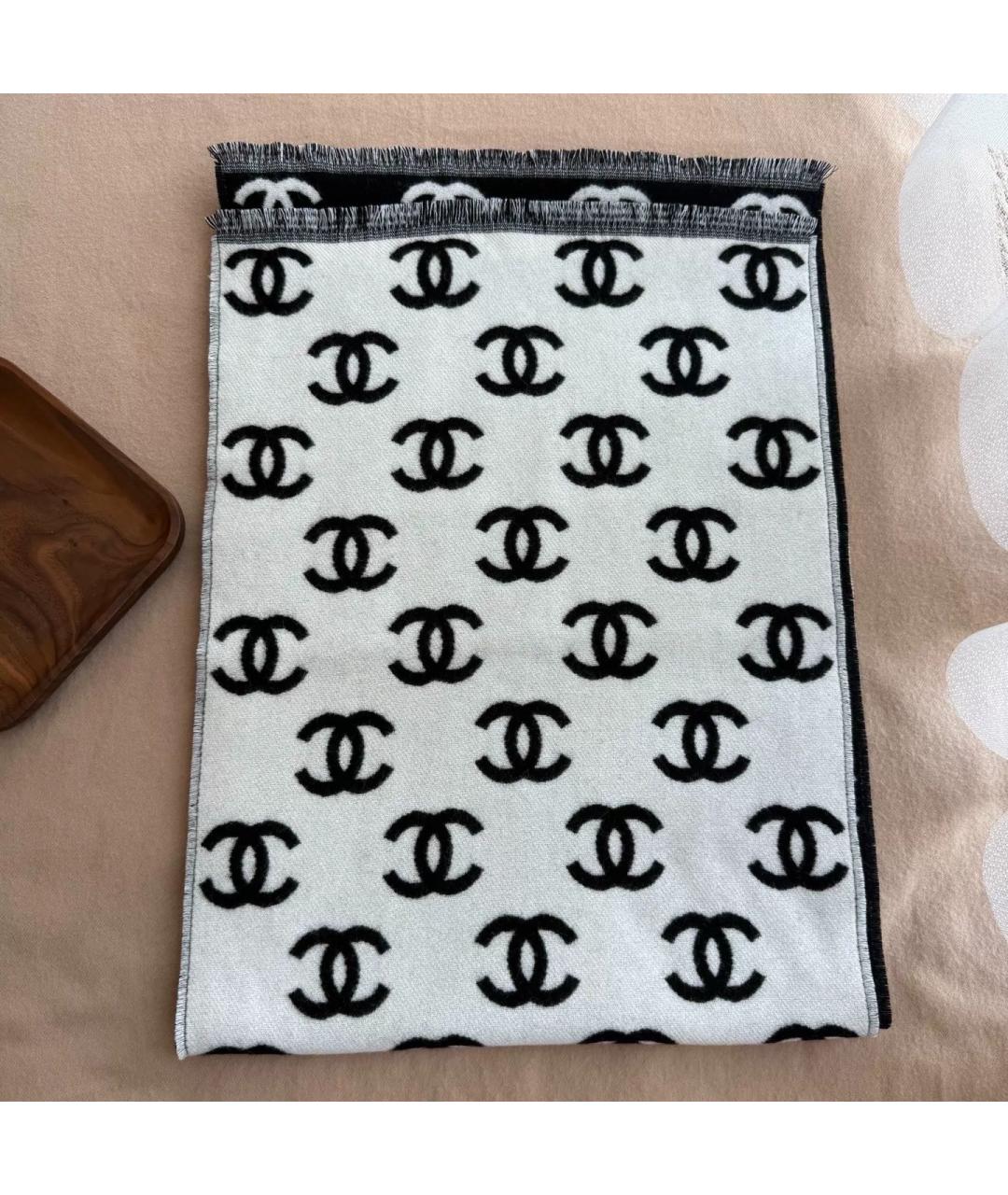 CHANEL Черный кашемировый шарф, фото 5