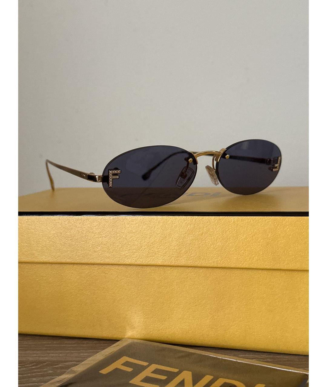 FENDI Синие металлические солнцезащитные очки, фото 2