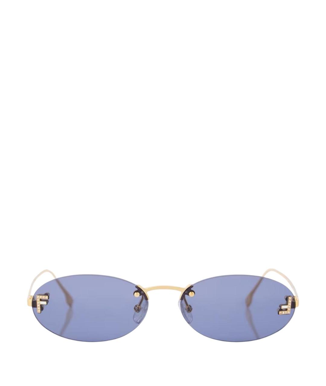 FENDI Синие металлические солнцезащитные очки, фото 1