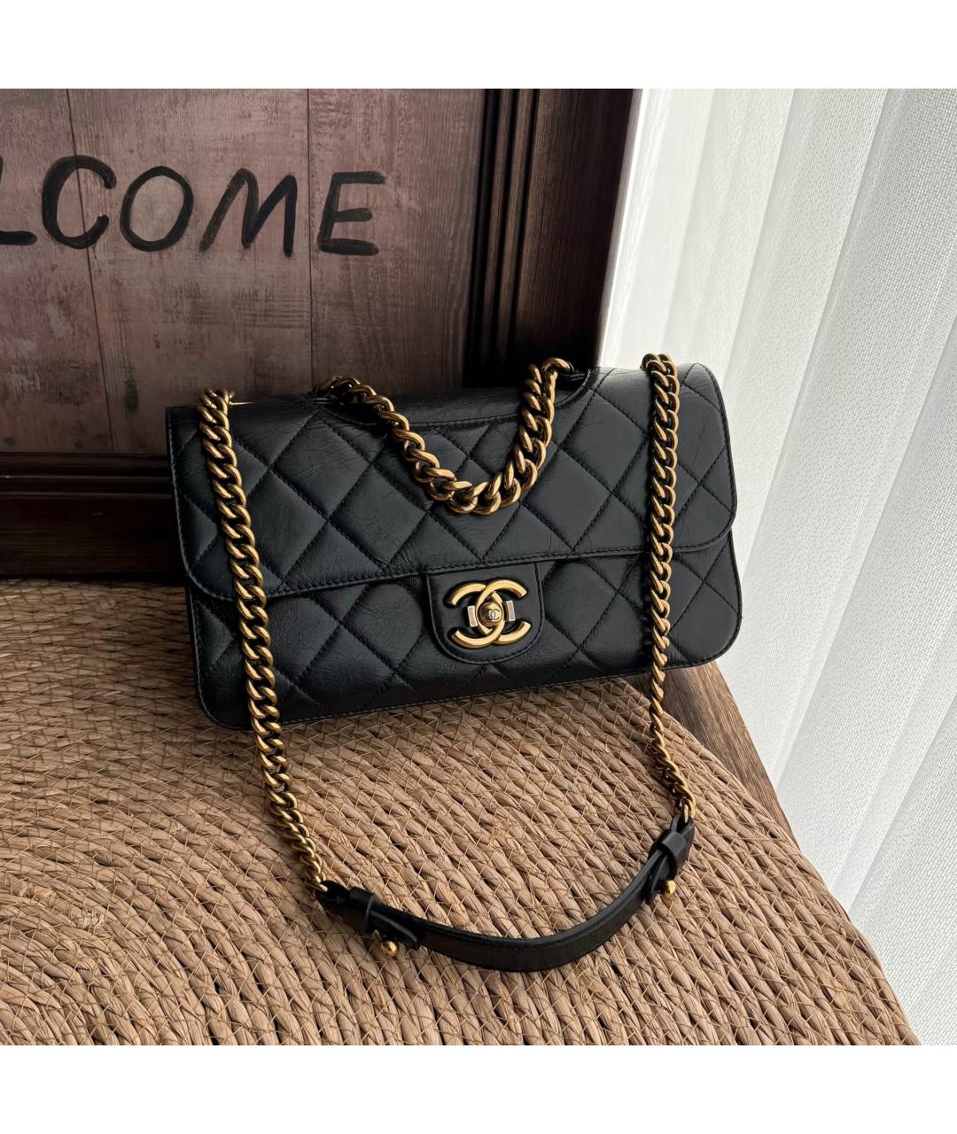 CHANEL Черная кожаная сумка через плечо, фото 10