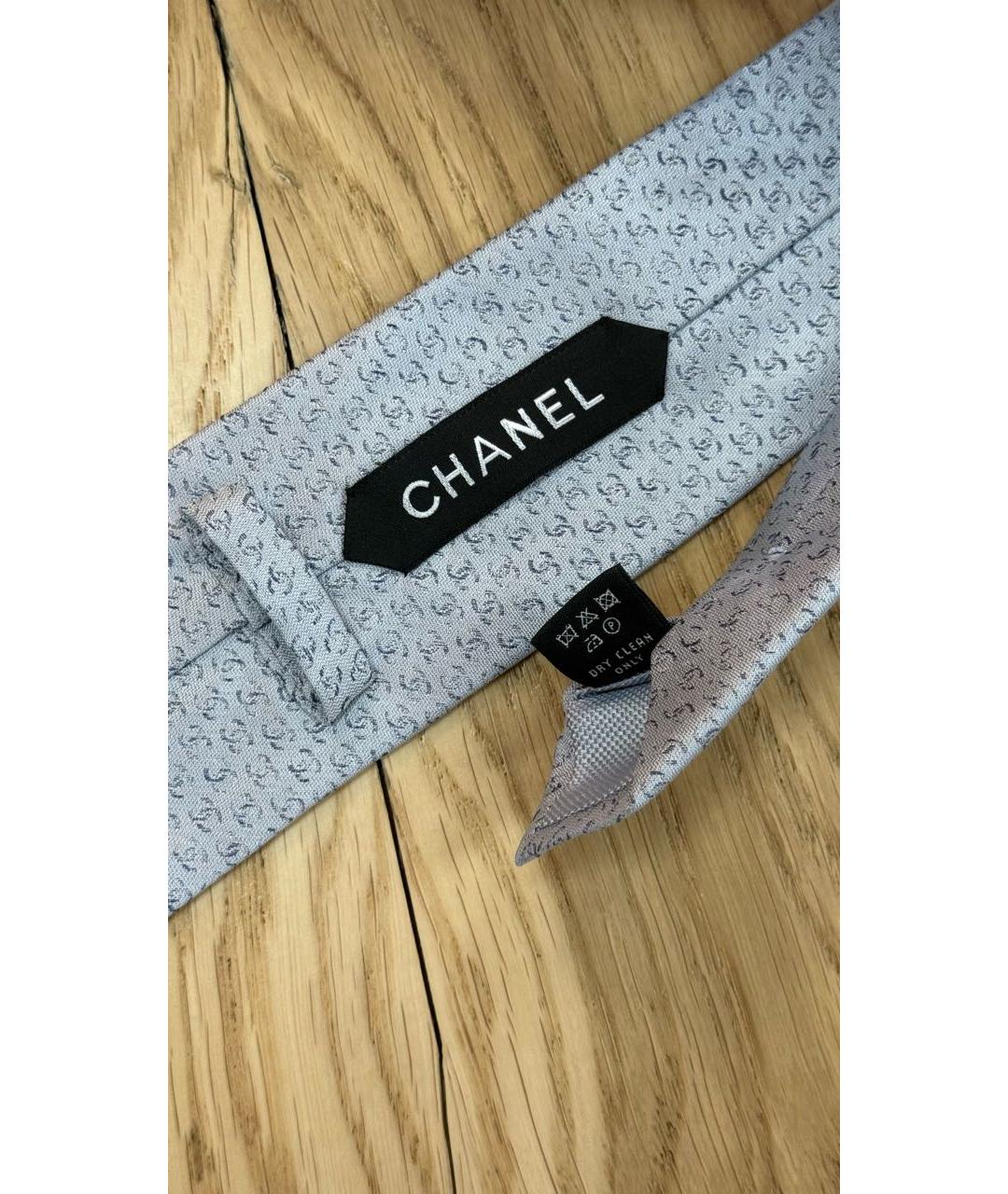 CHANEL Голубой шелковый галстук, фото 2