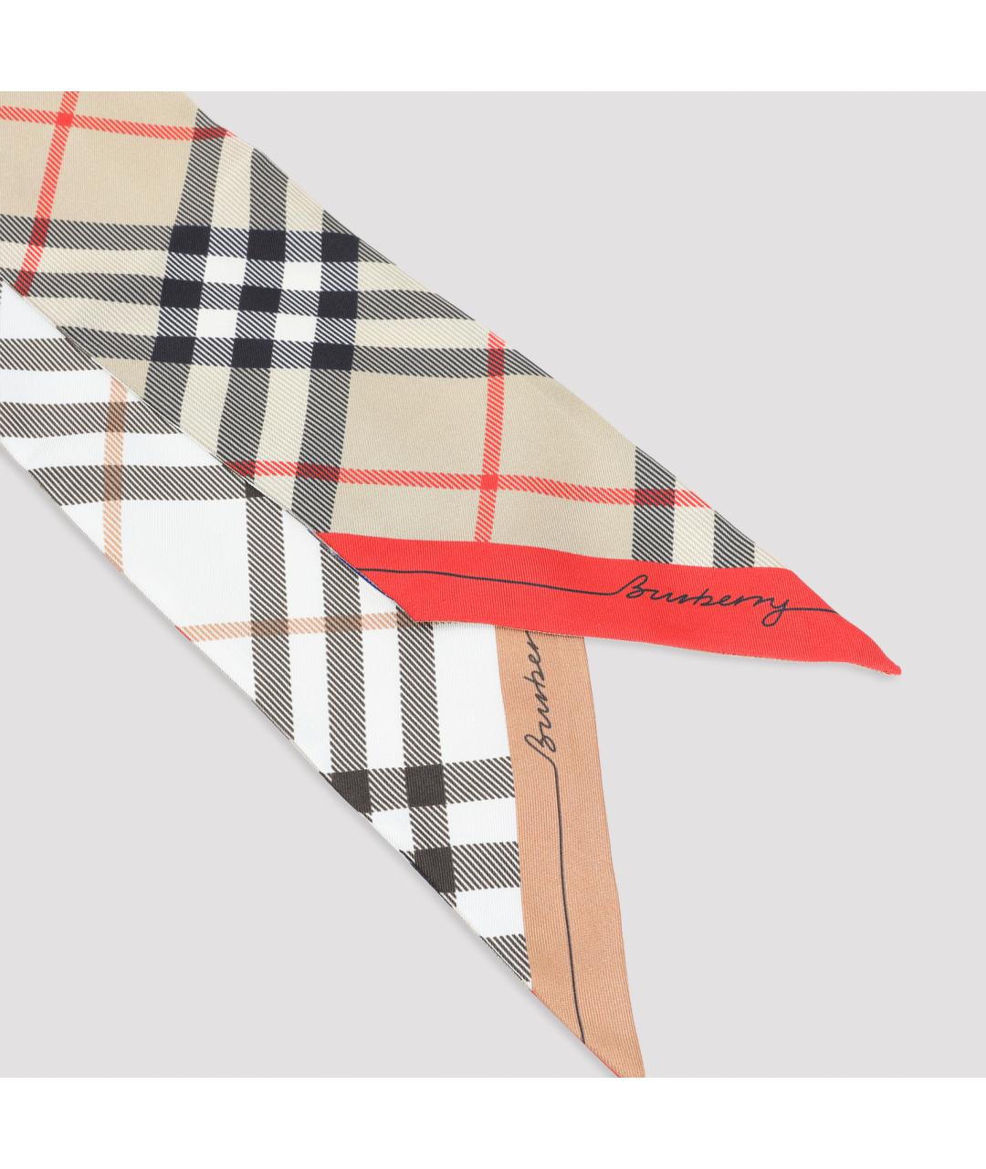 BURBERRY Бежевый шелковый шарф, фото 3