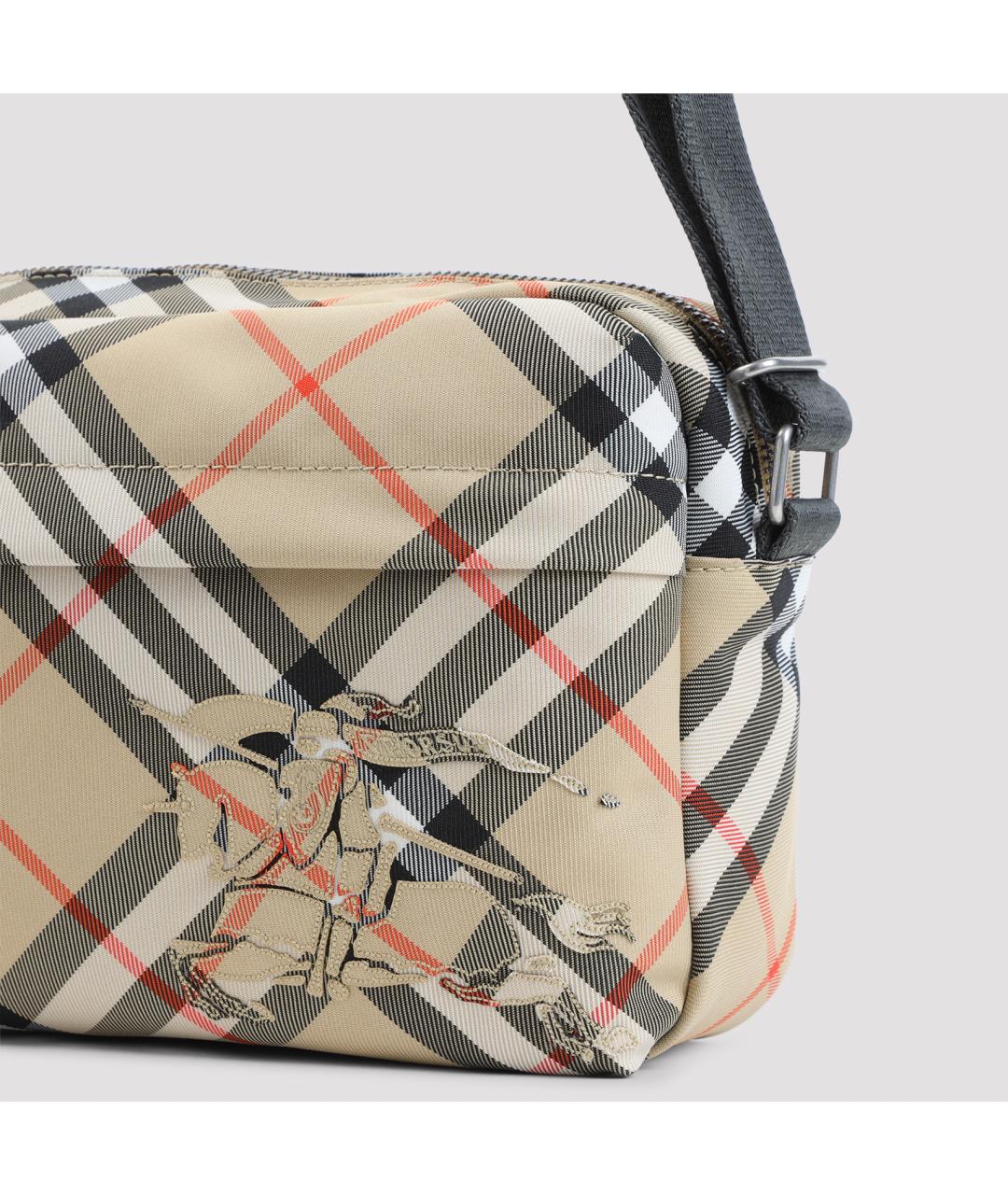 BURBERRY Бежевая тканевая сумка на плечо, фото 4