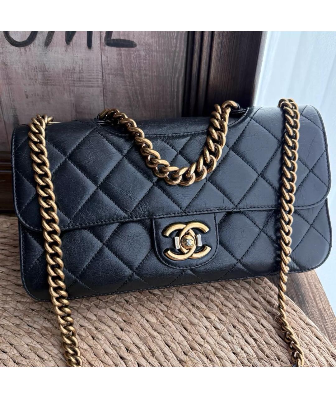 CHANEL Черная кожаная сумка через плечо, фото 2