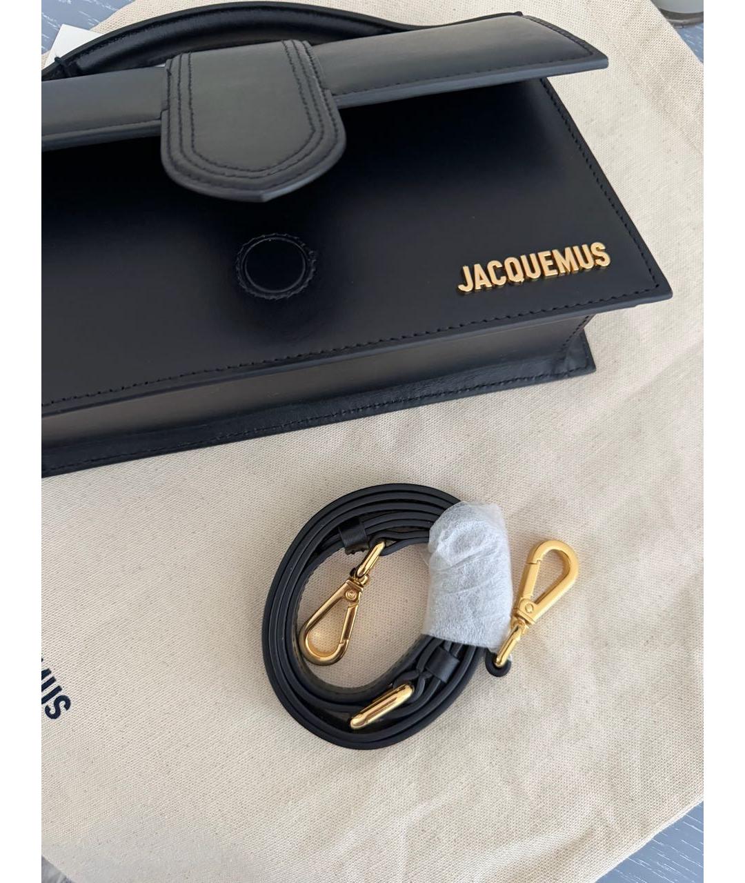 JACQUEMUS Черная кожаная сумка через плечо, фото 5