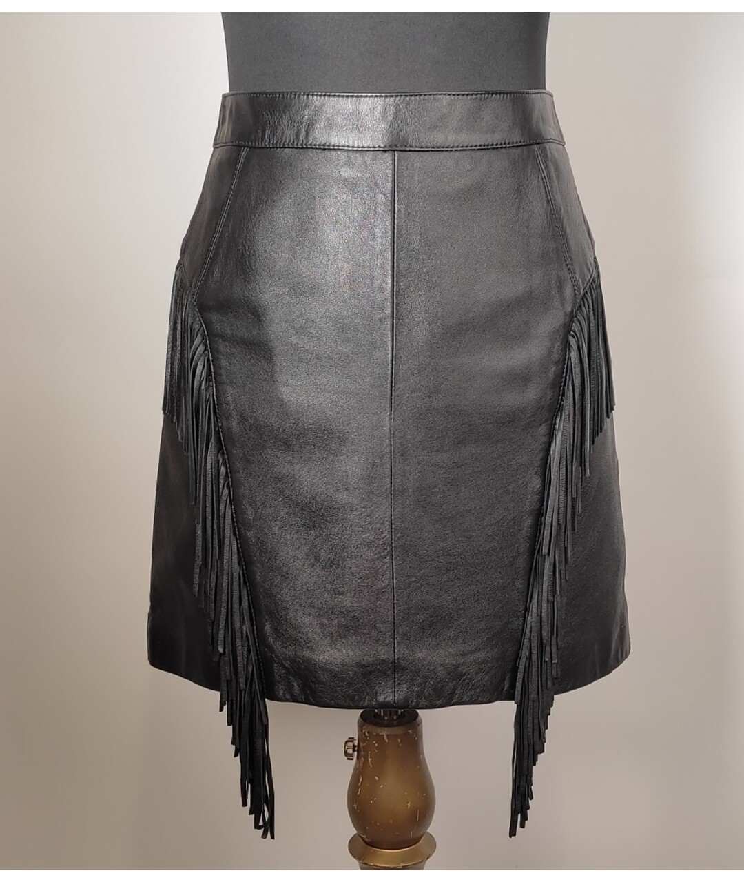 SAINT LAURENT Черная кожаная юбка мини, фото 9