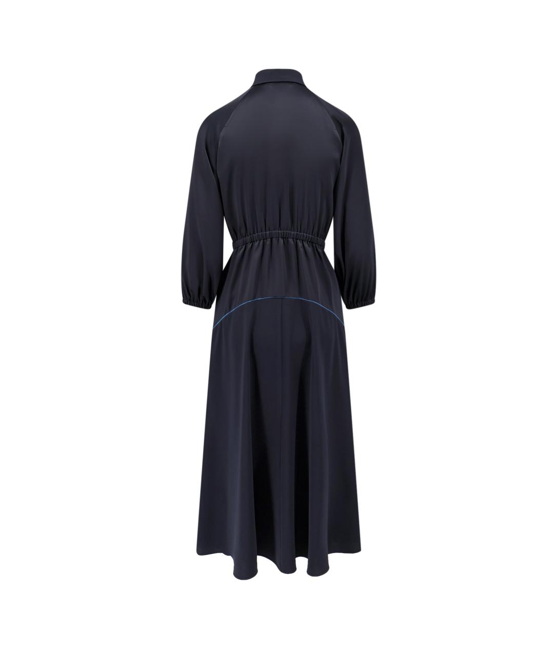 MAX MARA Синее шелковое повседневное платье, фото 2
