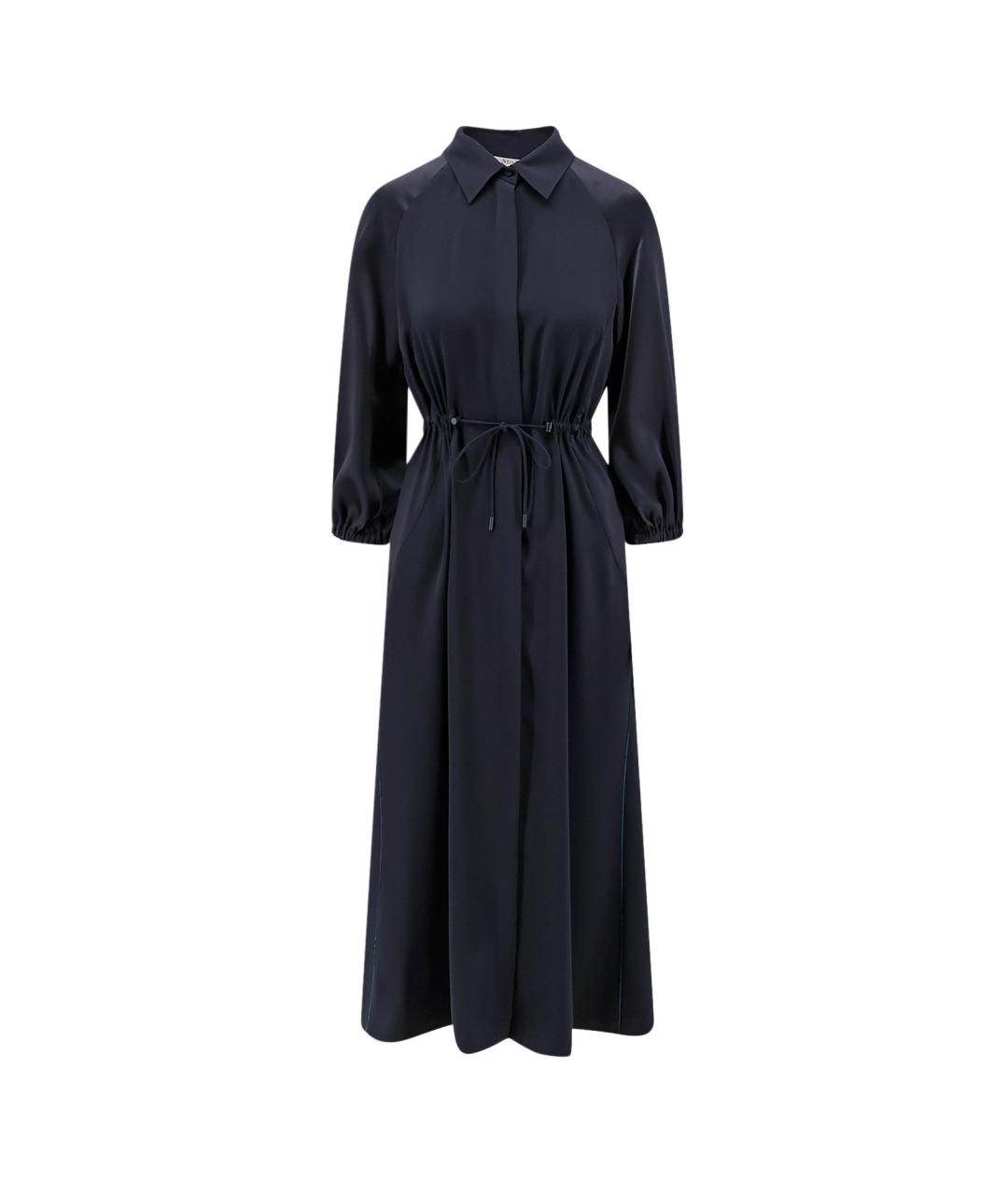 MAX MARA Синее шелковое повседневное платье, фото 1