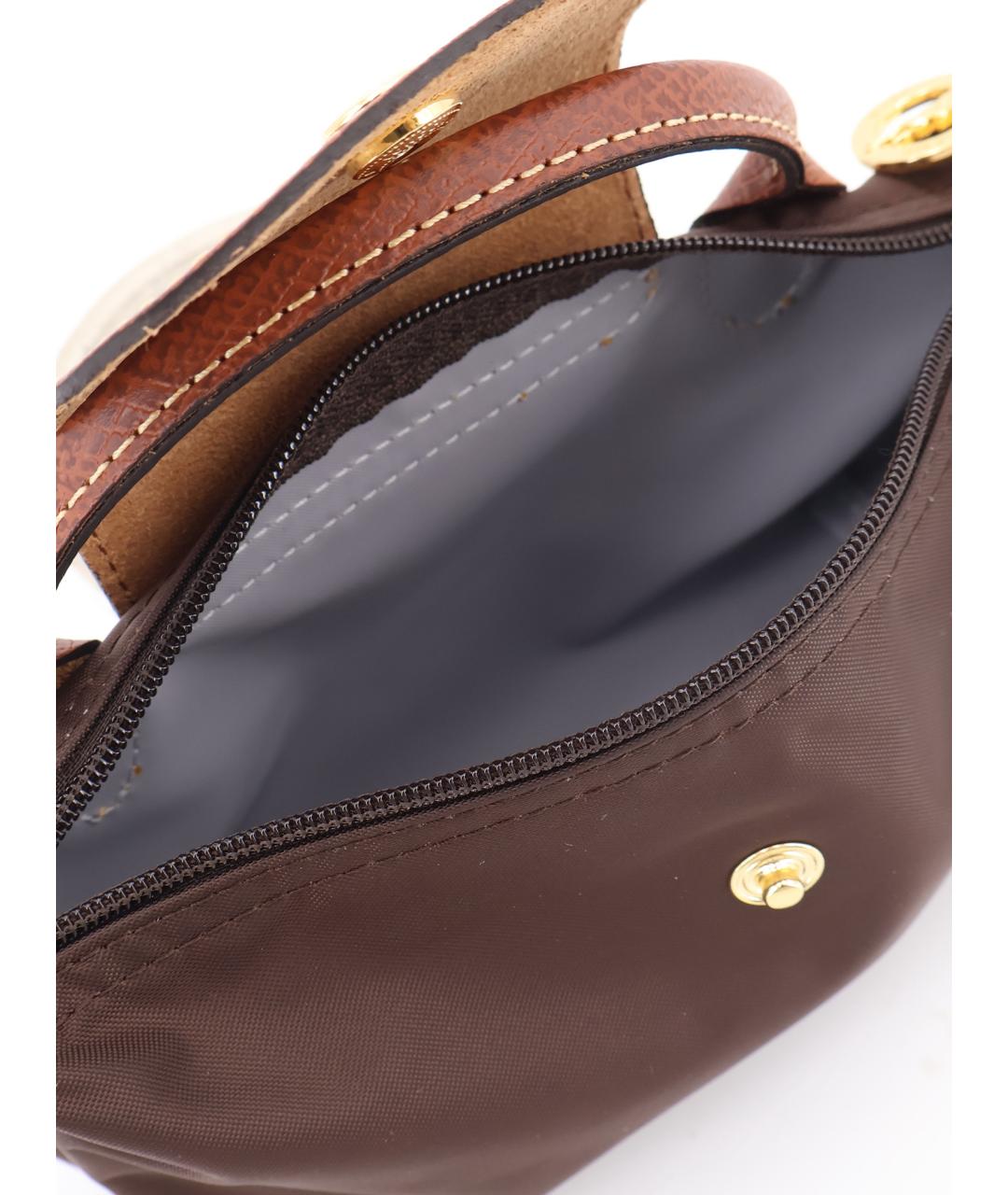 LONGCHAMP Коричневая синтетическая сумка с короткими ручками, фото 4
