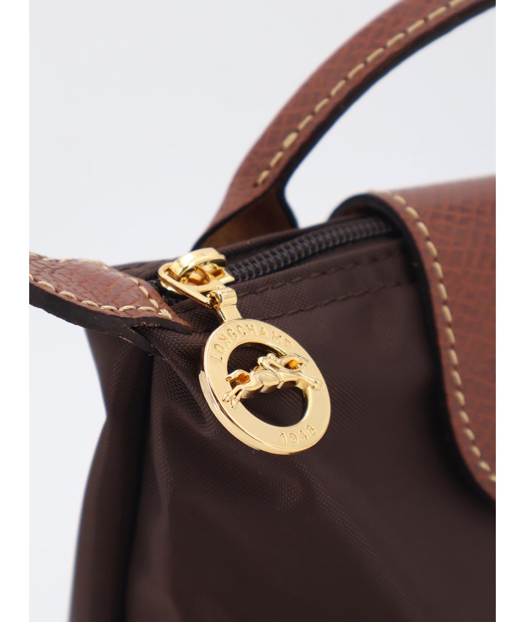LONGCHAMP Коричневая синтетическая сумка с короткими ручками, фото 5