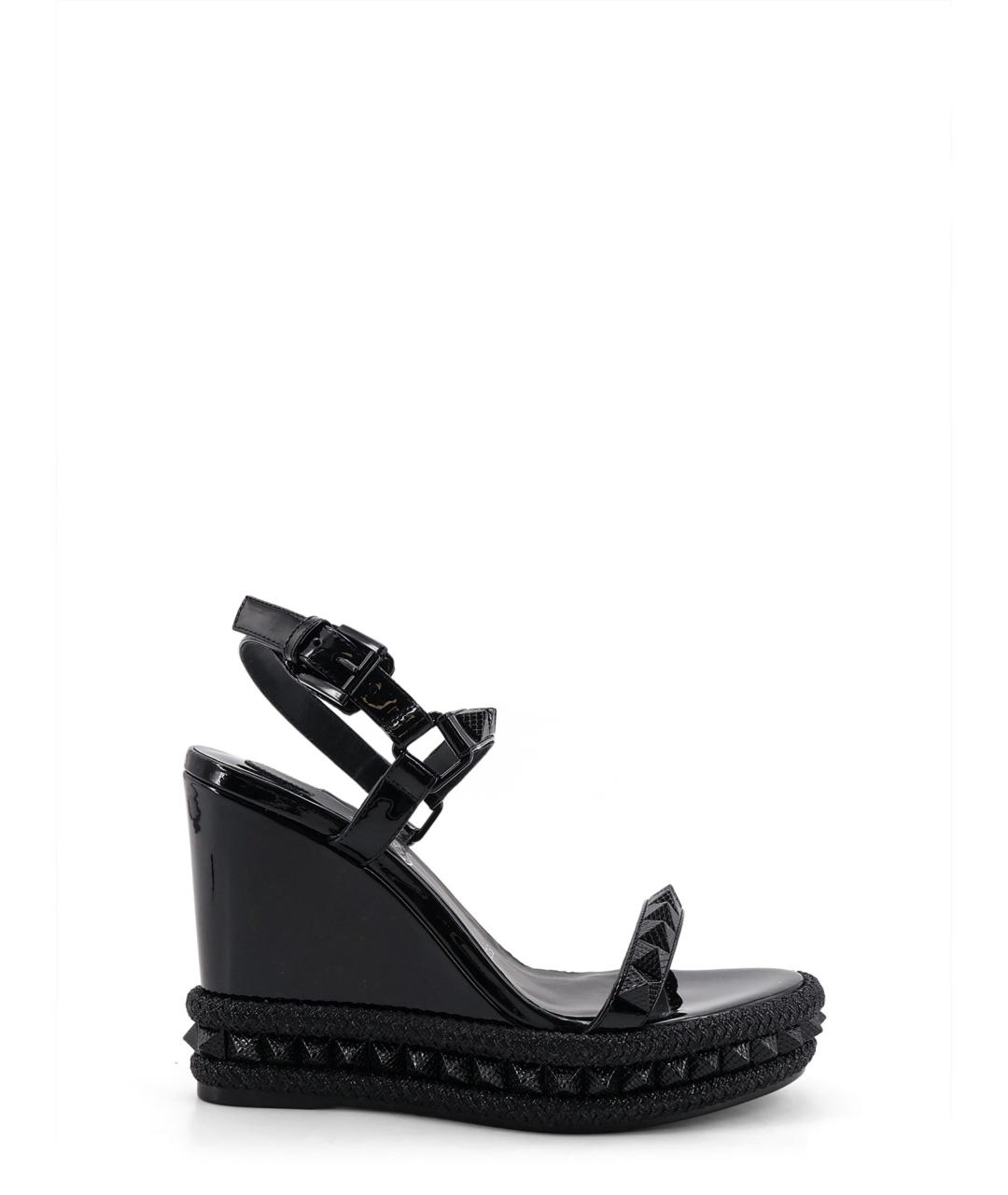 CHRISTIAN LOUBOUTIN Черные кожаные босоножки, фото 1