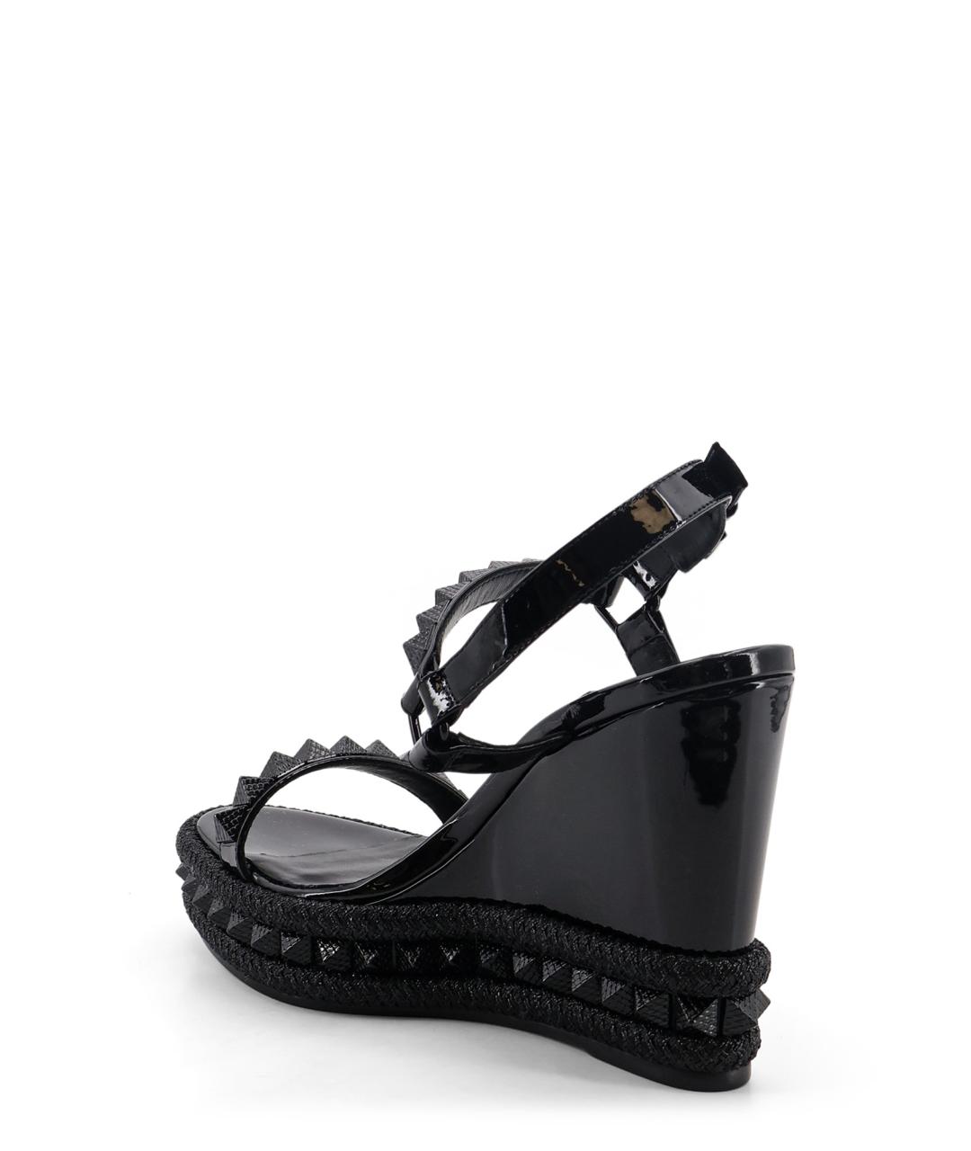 CHRISTIAN LOUBOUTIN Черные кожаные босоножки, фото 3