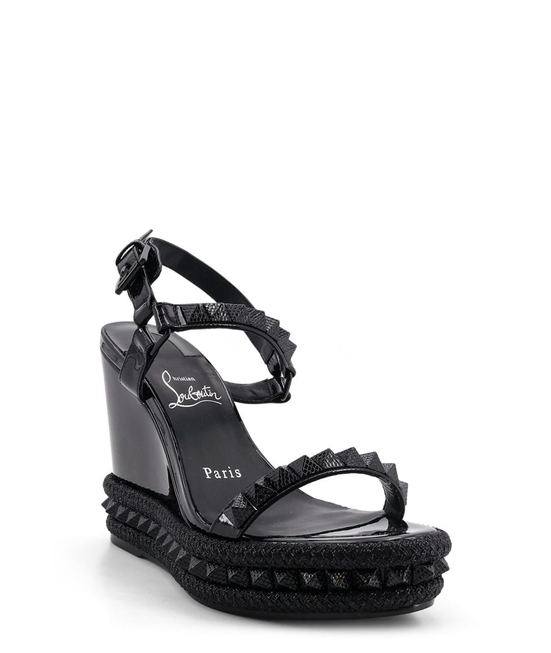 CHRISTIAN LOUBOUTIN Черные кожаные босоножки, фото 2