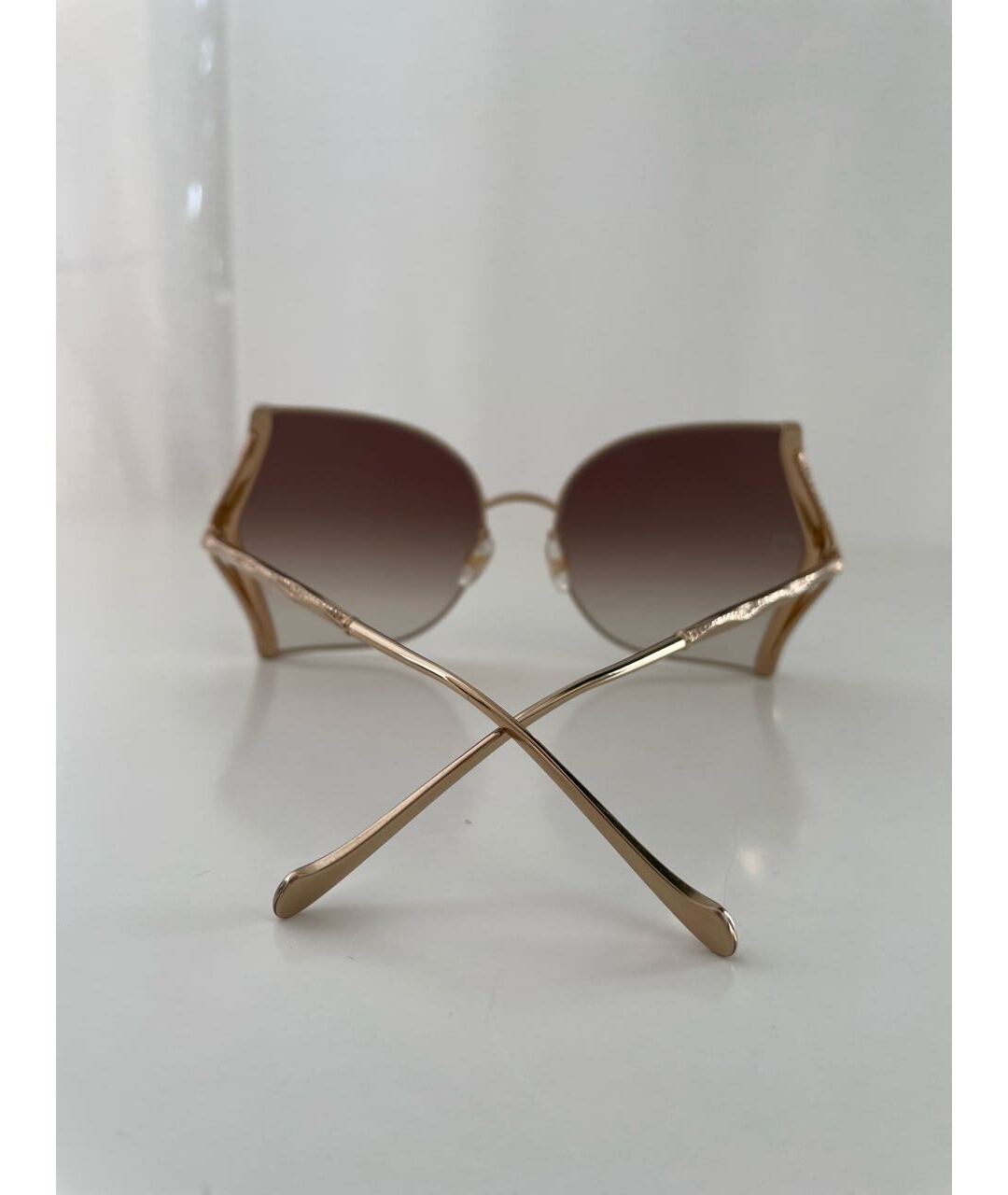 ELIE SAAB Коричневые металлические солнцезащитные очки, фото 6