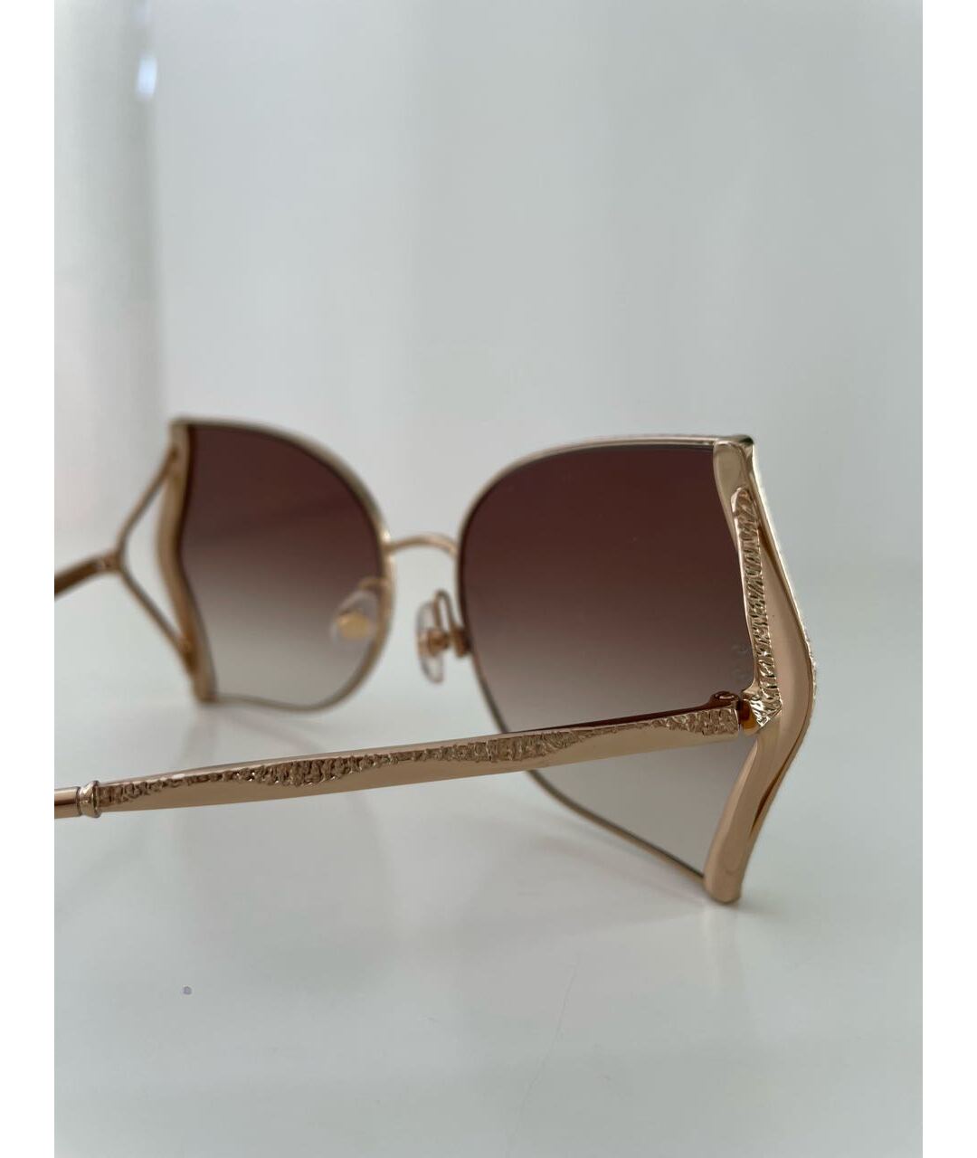 ELIE SAAB Коричневые металлические солнцезащитные очки, фото 7