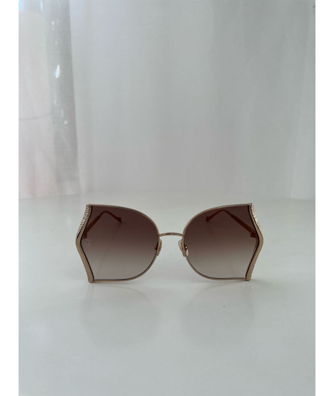 ELIE SAAB Коричневые металлические солнцезащитные очки, фото 9