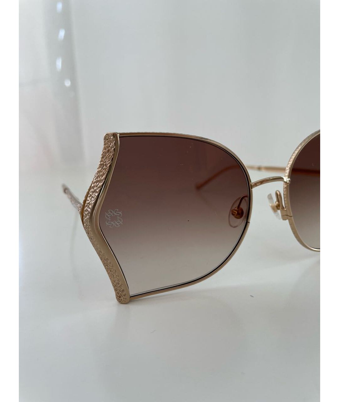 ELIE SAAB Коричневые металлические солнцезащитные очки, фото 5