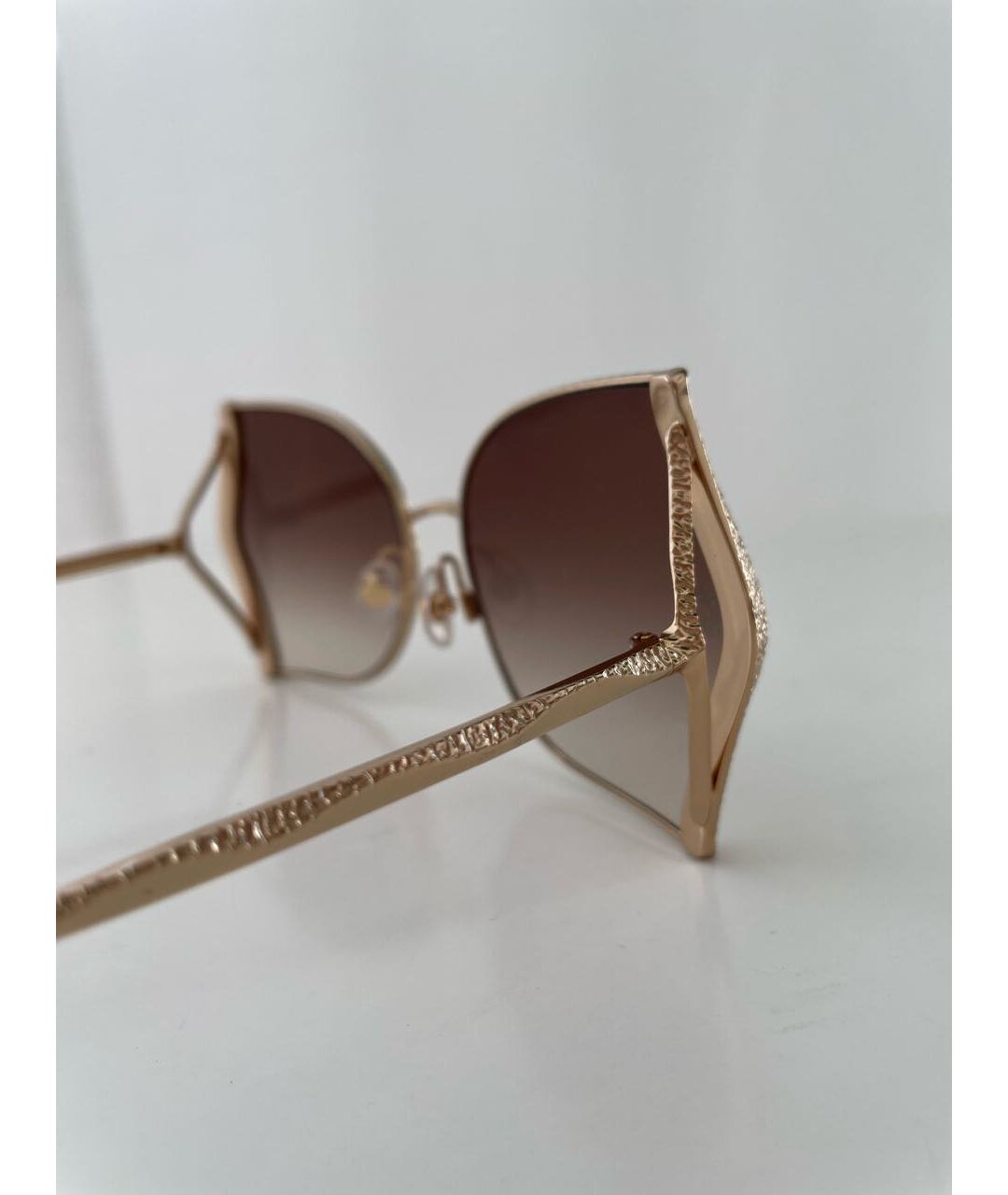 ELIE SAAB Коричневые металлические солнцезащитные очки, фото 4
