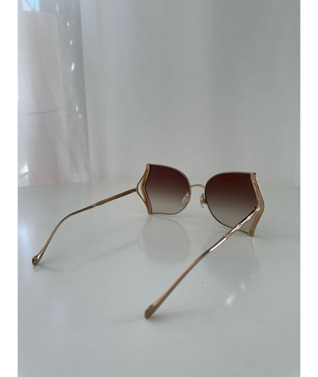 ELIE SAAB Коричневые металлические солнцезащитные очки, фото 3