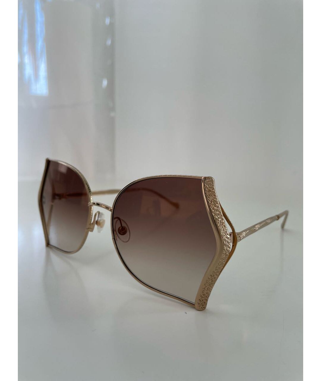 ELIE SAAB Коричневые металлические солнцезащитные очки, фото 8
