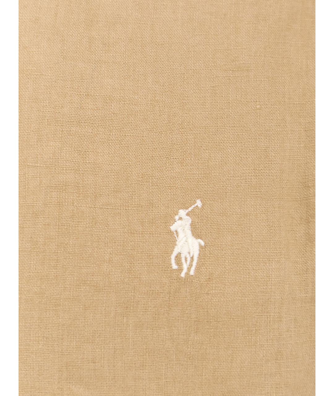 POLO RALPH LAUREN Бежевая льняная классическая рубашка, фото 3