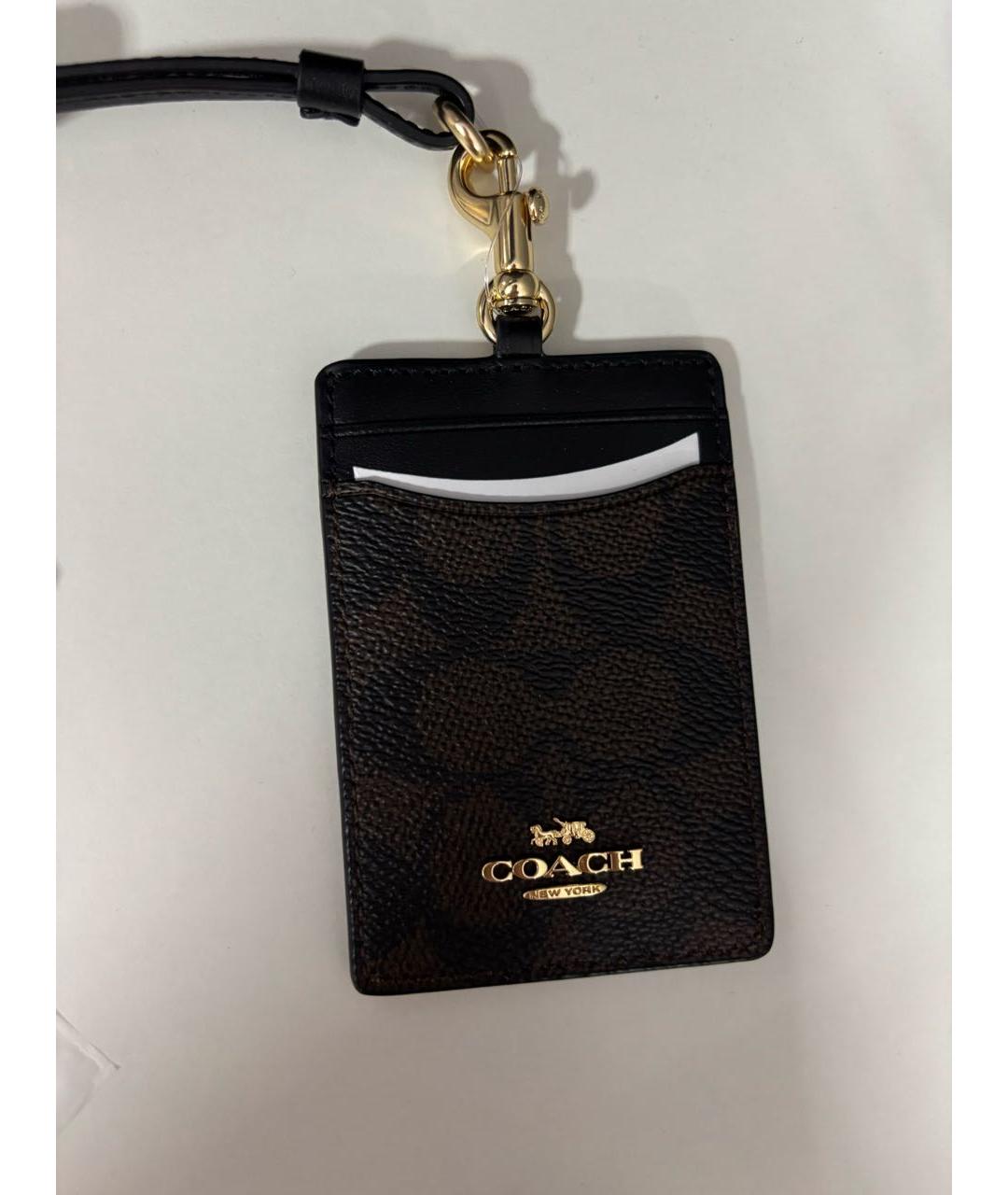 COACH Коричневый кардхолдер из искусственной кожи, фото 2