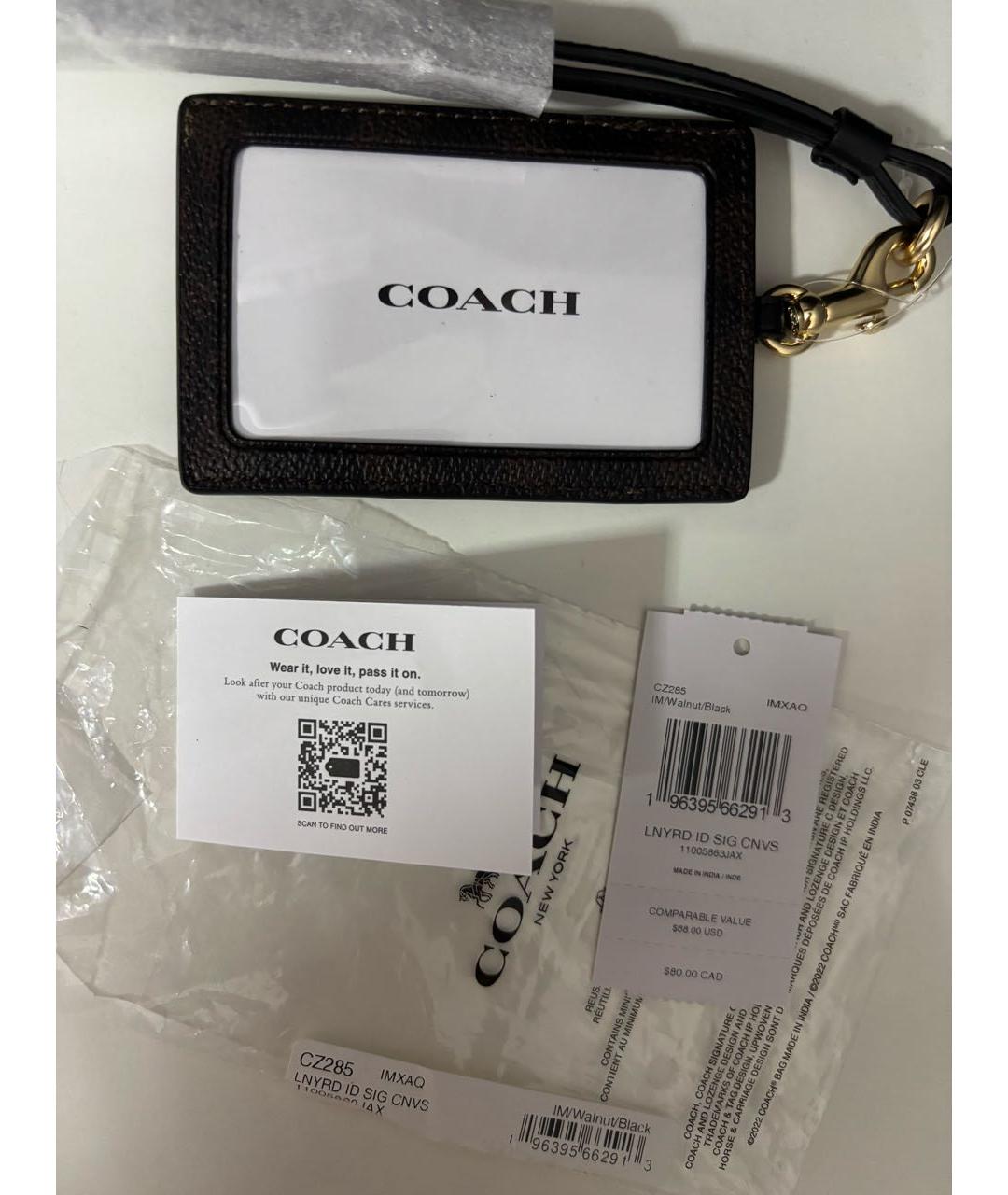 COACH Коричневый кардхолдер из искусственной кожи, фото 3