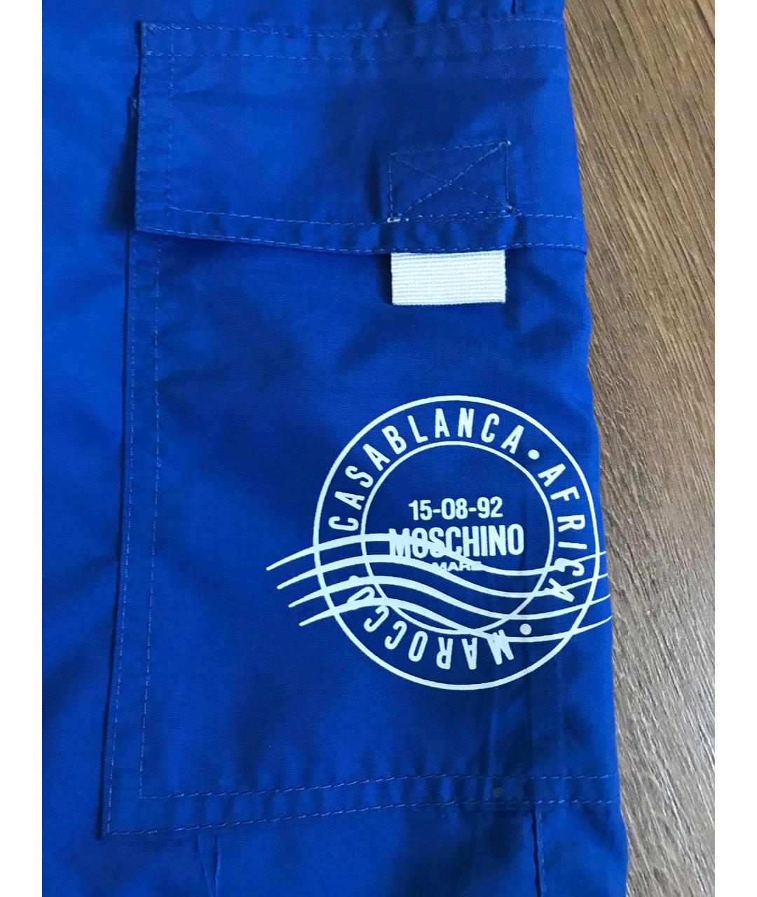 MOSCHINO Синие полиэстеровые шорты, фото 2