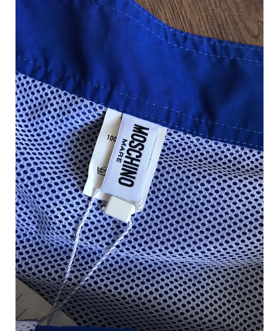MOSCHINO Синие полиэстеровые шорты, фото 3
