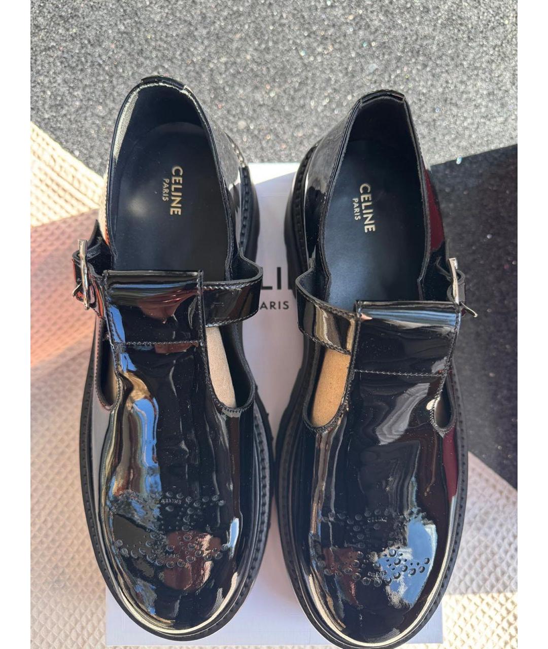 CELINE Черные брогги и оксфорды из лакированной кожи, фото 2