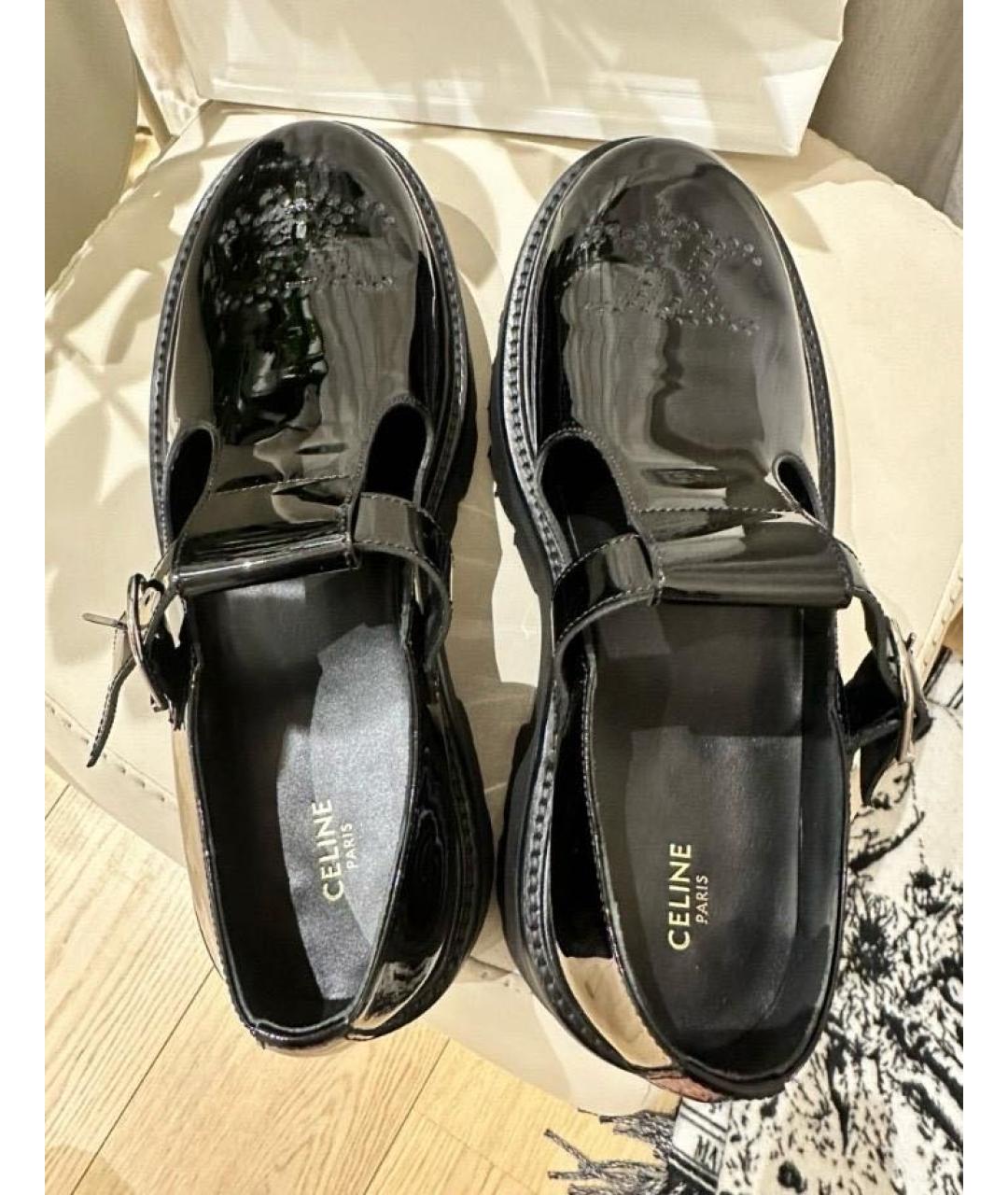 CELINE Черные брогги и оксфорды из лакированной кожи, фото 6