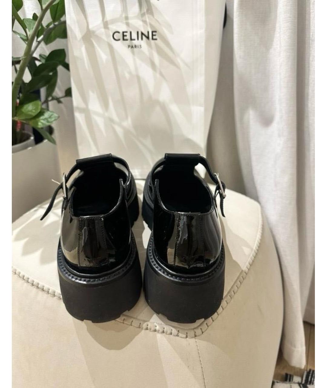CELINE Черные брогги и оксфорды из лакированной кожи, фото 3