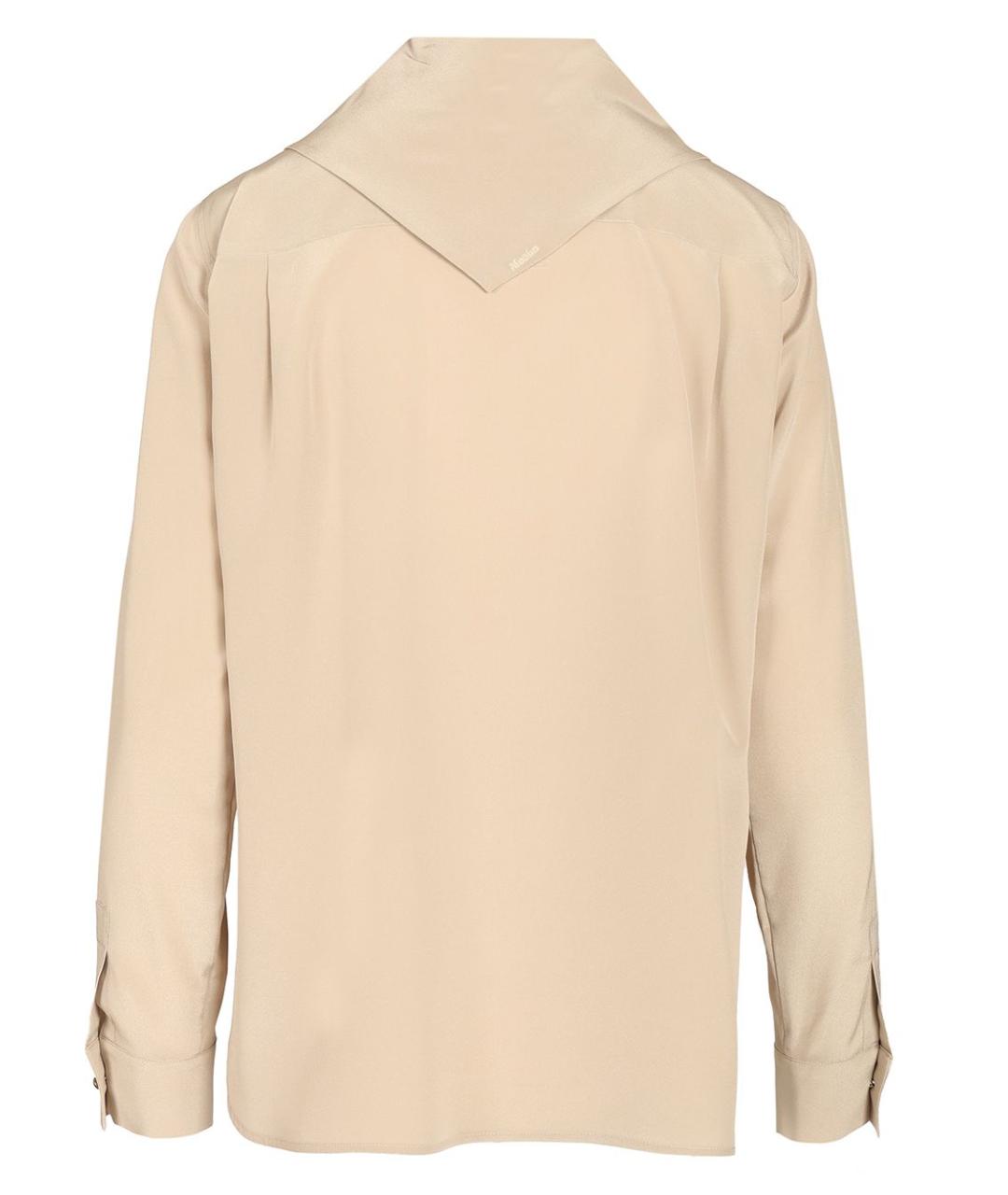 MAX MARA Бежевая шелковая блузы, фото 2
