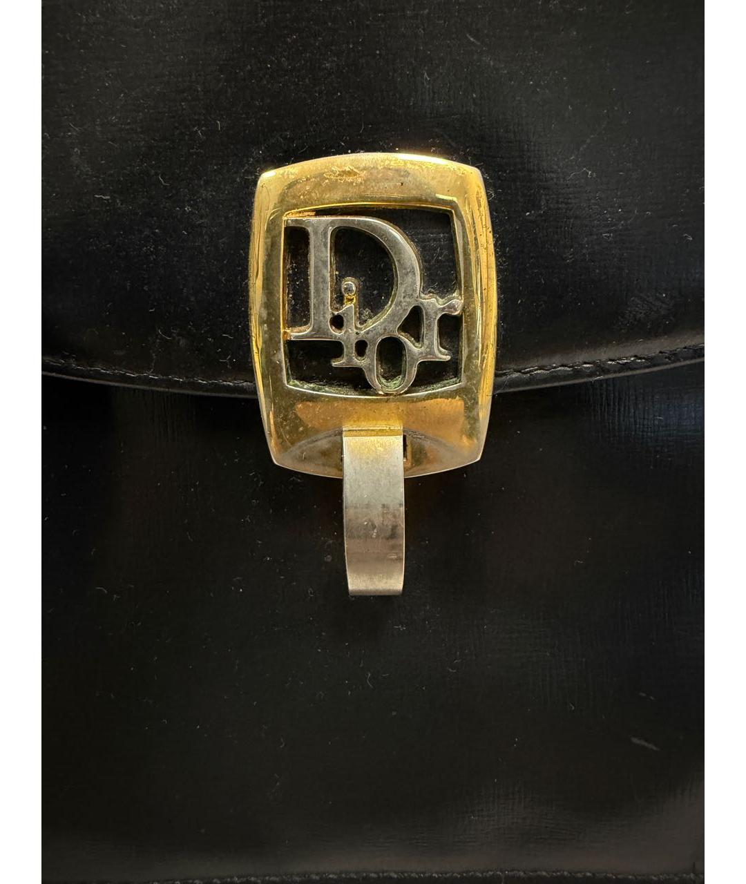 CHRISTIAN DIOR Черная кожаная сумка с короткими ручками, фото 2