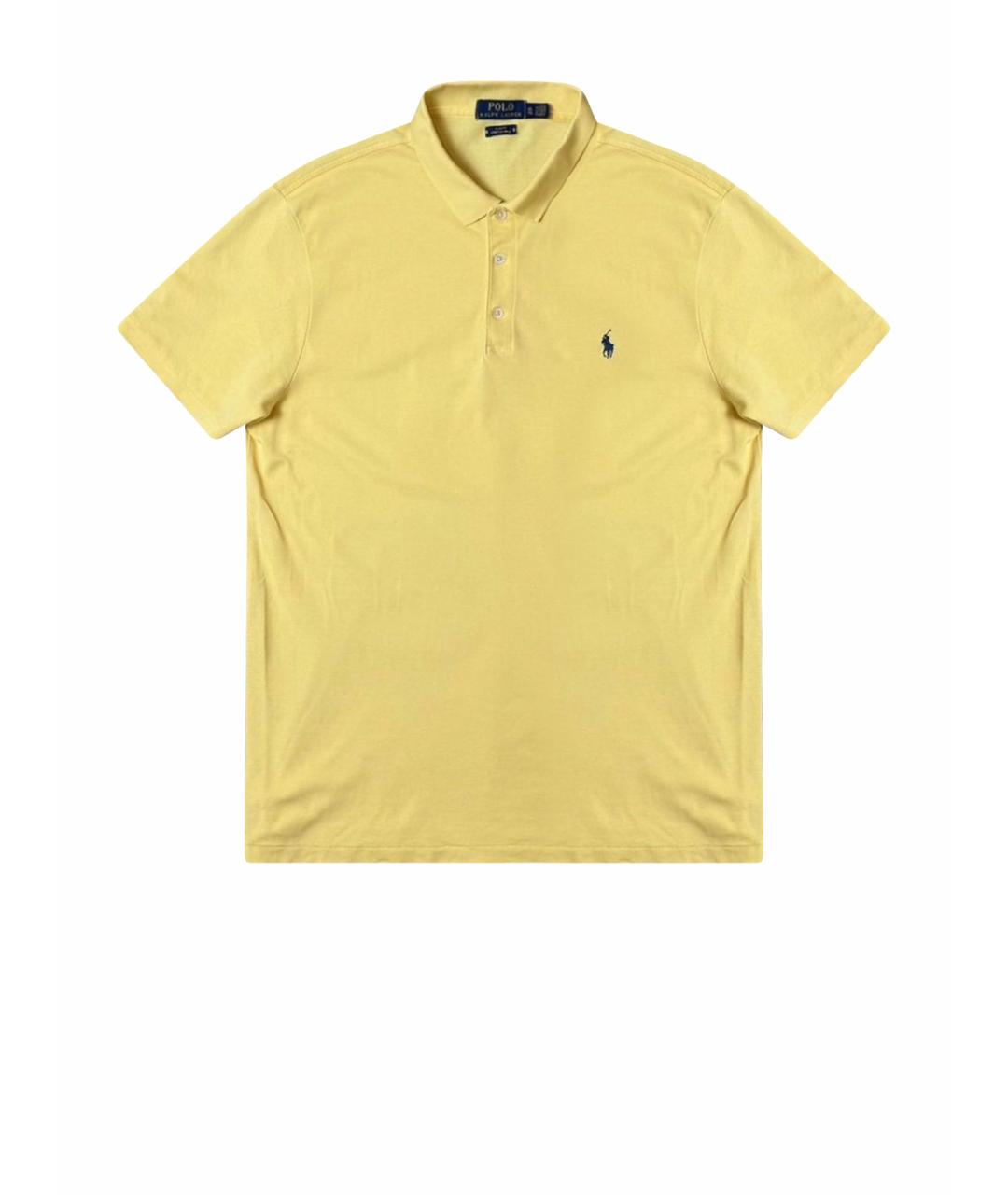 POLO RALPH LAUREN Желтое хлопко-эластановое поло с коротким рукавом, фото 1