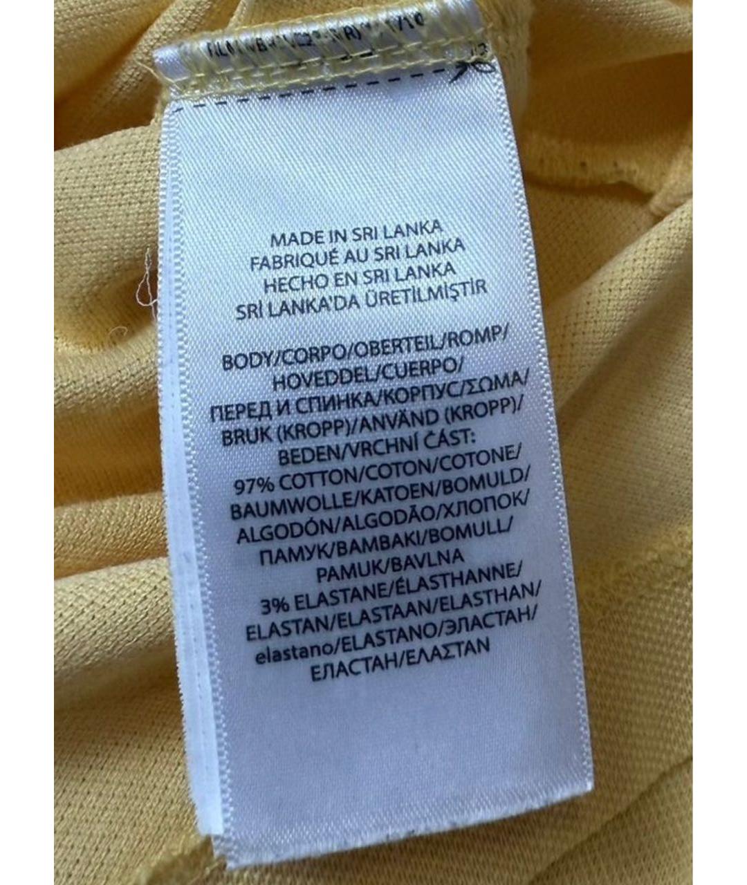 POLO RALPH LAUREN Желтое хлопко-эластановое поло с коротким рукавом, фото 6