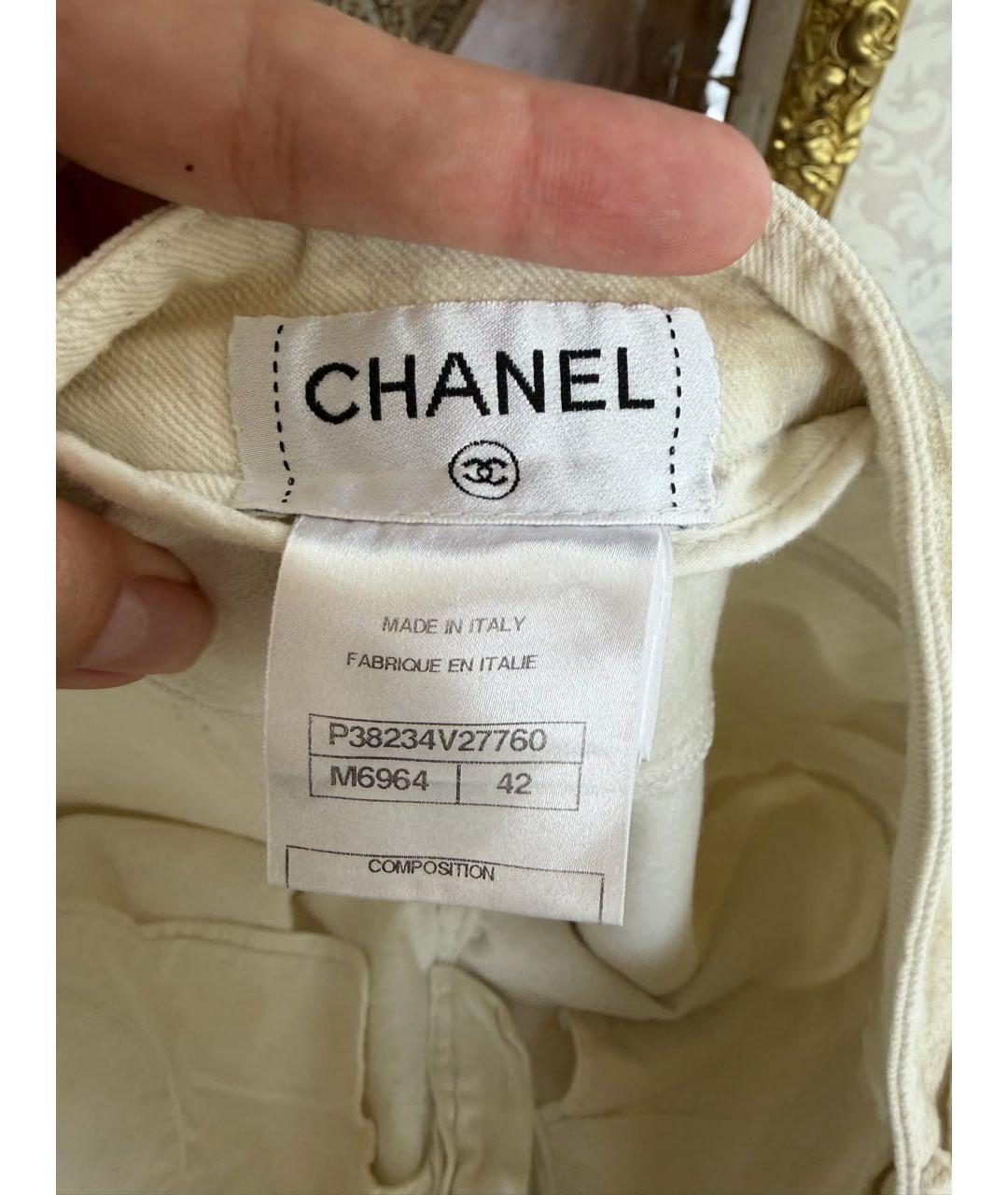 CHANEL Бежевые хлопковые прямые джинсы, фото 3
