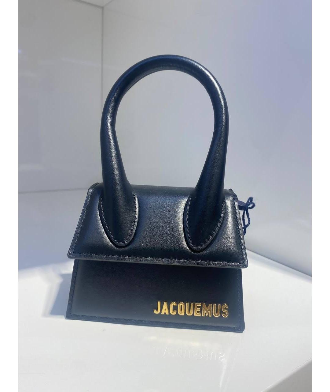 JACQUEMUS Черная кожаная сумка с короткими ручками, фото 4