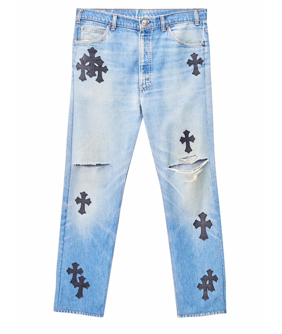 CHROME HEARTS Голубые хлопковые прямые джинсы, фото 1