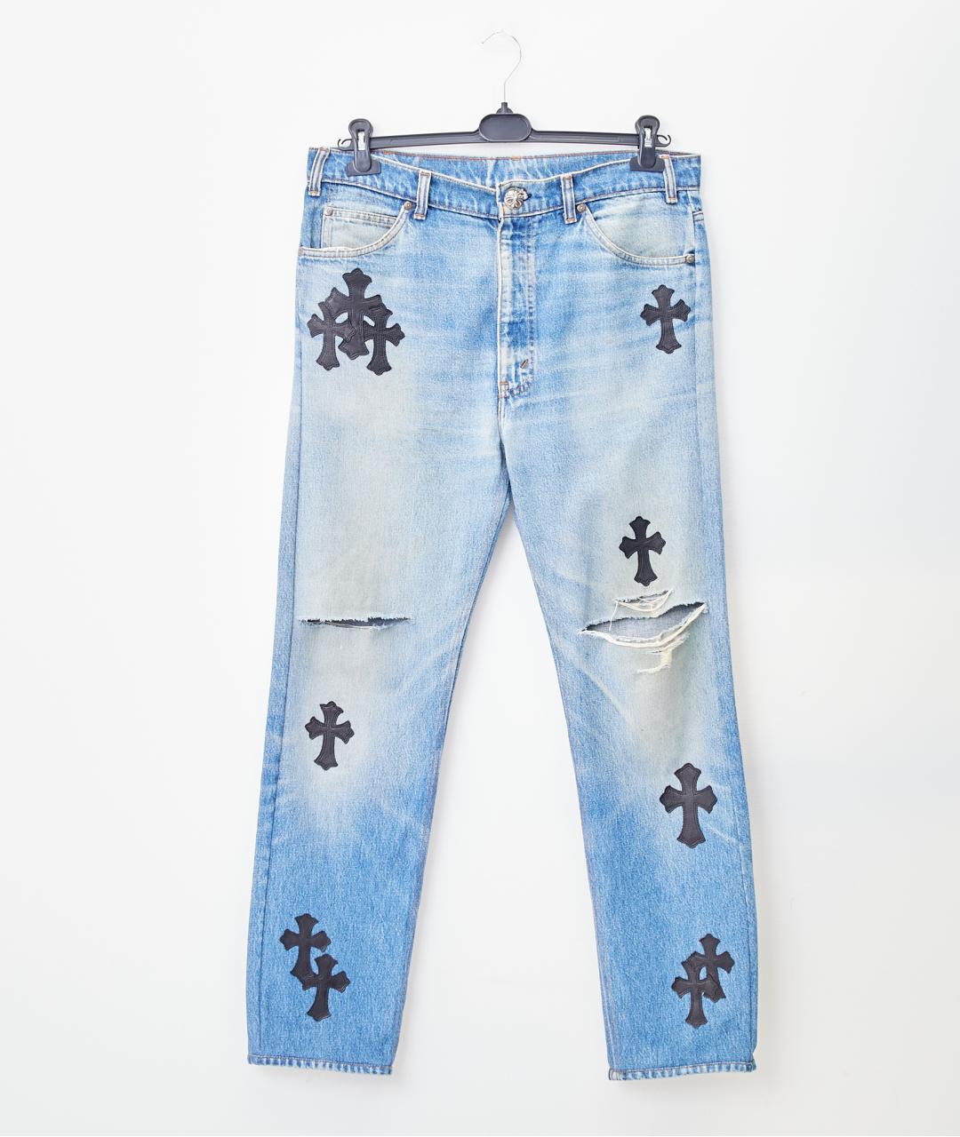 CHROME HEARTS Голубые хлопковые прямые джинсы, фото 2