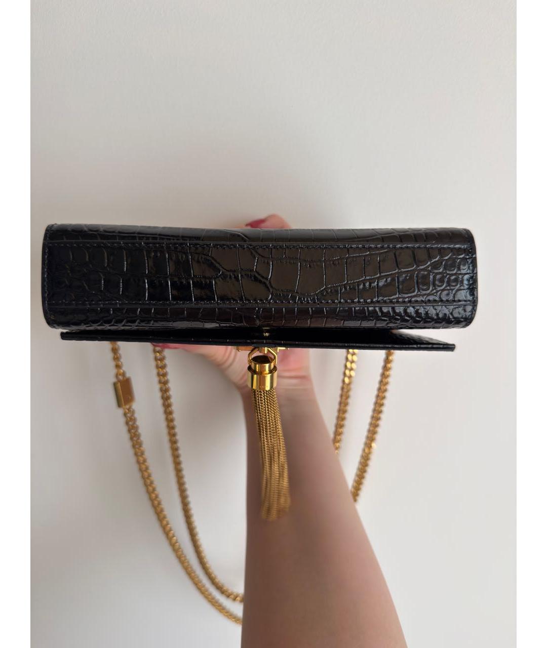 SAINT LAURENT Черная сумка через плечо из лакированной кожи, фото 5